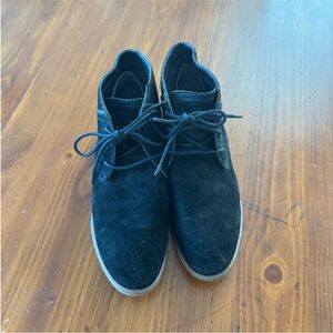 Franco Sarto Black Suede Lace-Up Boots